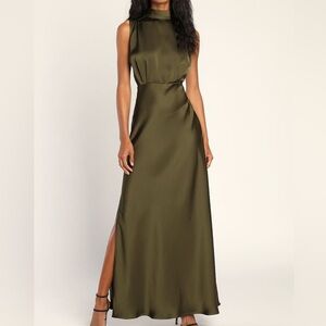 Lulu's Olive Green Sleeveless Maxi Dress